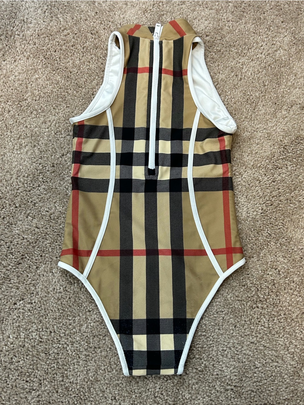 Burberry Beige Check Girls One-Piece Swimsuit Sz 8Y
